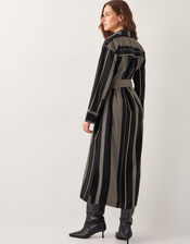 Andi Stripe Midi Shirt Dress, Black (BLACK), large
