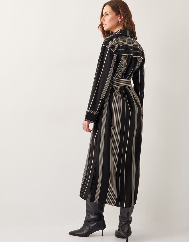 Andi Stripe Midi Shirt Dress, Black (BLACK), large