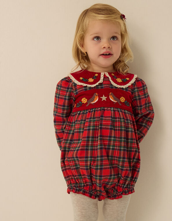 Baby Tartan Christmas Romper, Red (RED), large