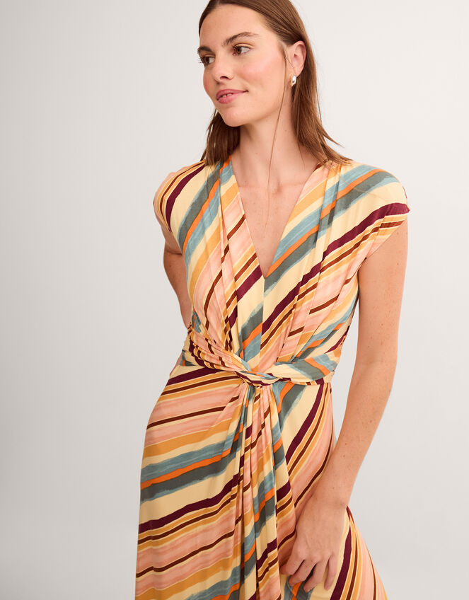 Tola Stripe Jersey Midi Dress Pink