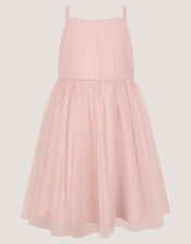 Pansy Embroidered Tulle Dress, Pink (PINK), large