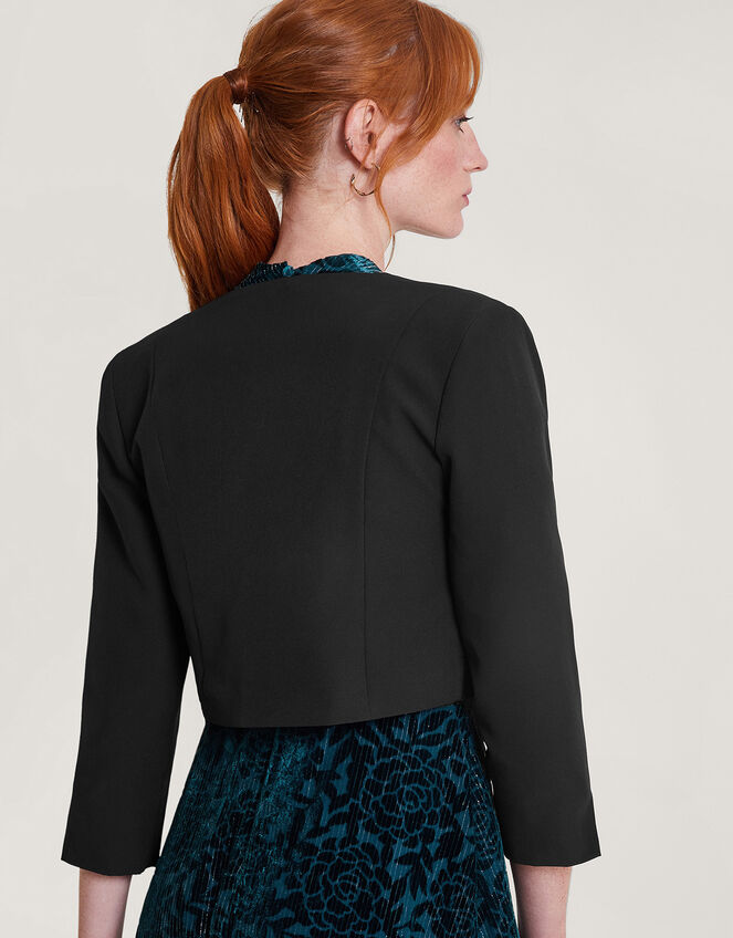 Hortensia Scallop Crop Jacket with Recycled Polyester, Black (BLACK), large
