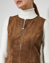 Amber Suedette Pinafore Dress, Brown (BROWN), large
