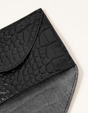 Croc Effect Leather Cardholder, , large
