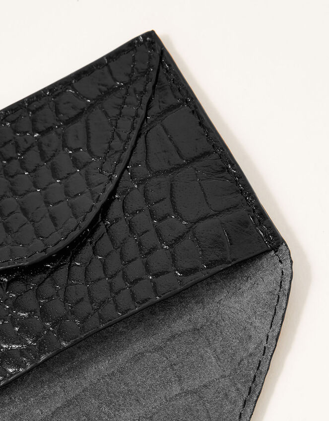 Croc Effect Leather Cardholder, , large