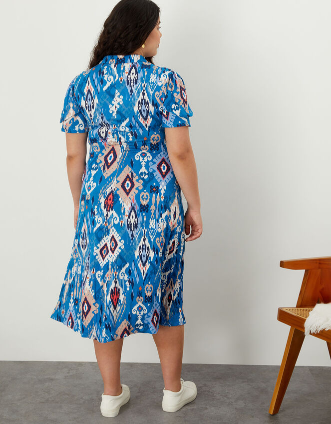 Darella Ikat Print Dress with LENZING™ ECOVERO™, Blue (BLUE), large