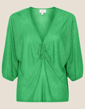 Ruched Jumper in Linen Blend, Green (GREEN), large