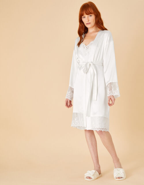 Bridal Lace Satin Robe Ivory Robes And Dressing Gowns Monsoon Uk