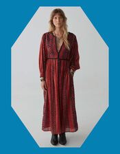 Maison Hotel Dalida Embroidered Dress, Red (RED), large