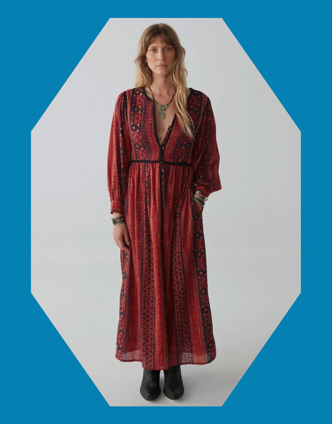 Maison Hotel Dalida Embroidered Dress, Red (RED), large