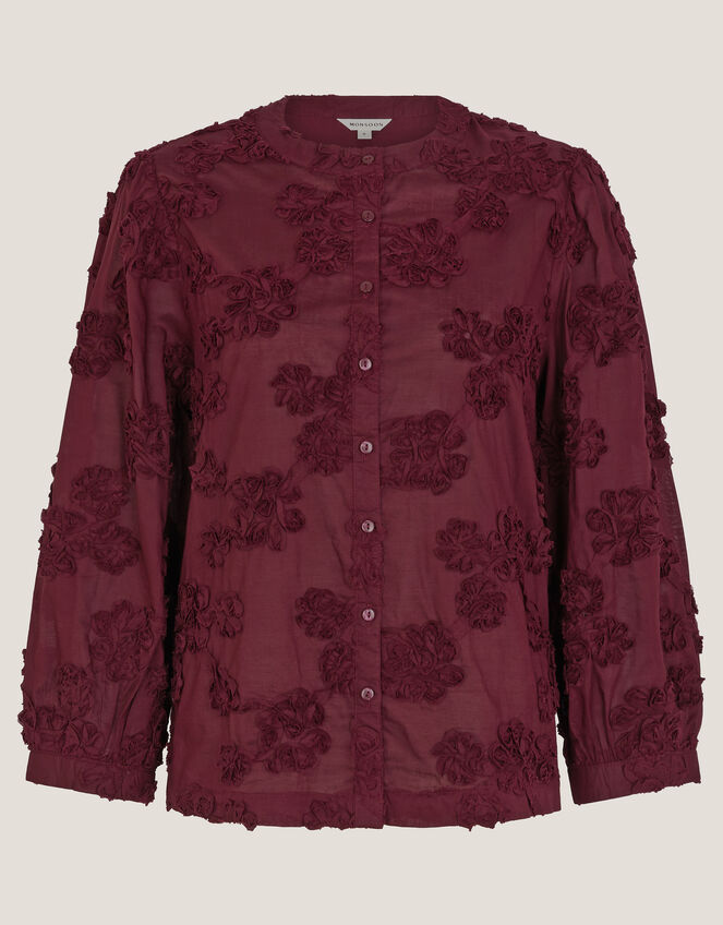 Blair Floral Appliqué Blouse, Red (CHERRY), large