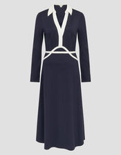 Jay Jersey Collar Midi Dress, Blue (NAVY), large