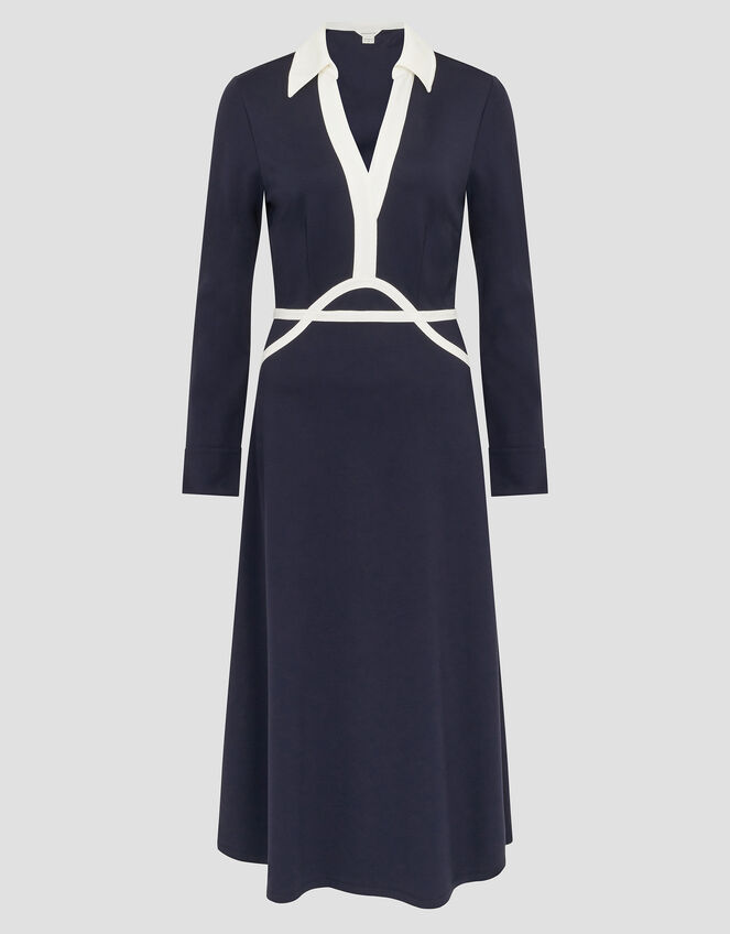 Jay Jersey Collar Midi Dress, Blue (NAVY), large