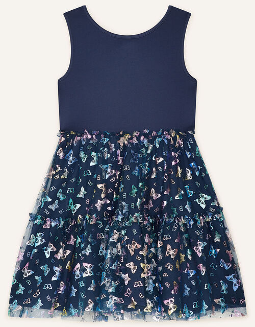 Butterfly Print Dress, Blue (NAVY), large