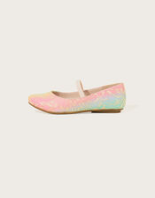 Rainbow Glitter Lace Ballerina Flats	, Multi (MULTI), large