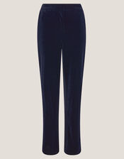 Mila Straight Velvet Trousers, Blue (MIDNIGHT), large