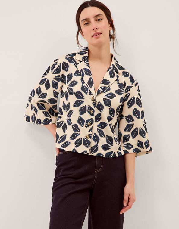 Ellison Floral Print Shirt, Blue (NAVY), large