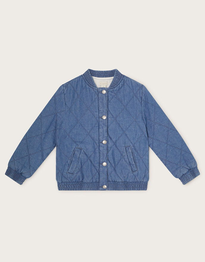 Girls Maroon Snap Button Quilted Jacket