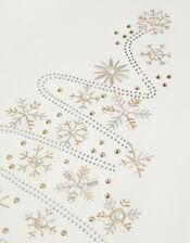 Long Sleeve Embellished Christmas Tree Top, Ivory (IVORY), large