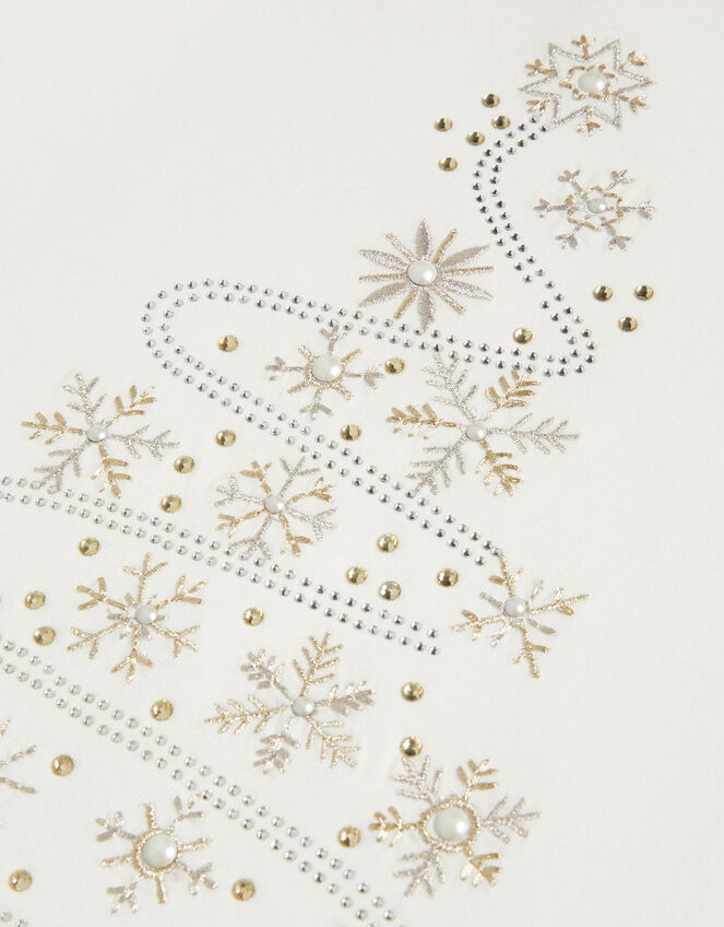 Long Sleeve Embellished Christmas Tree Top, Ivory (IVORY), large