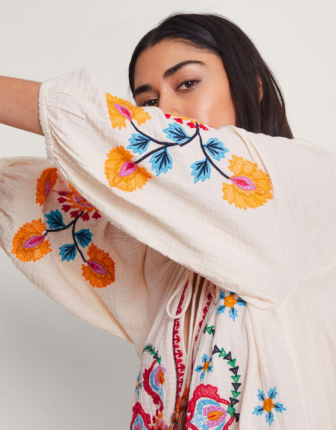 Opal Embroidered Kaftan Dress, Ivory (IVORY), large