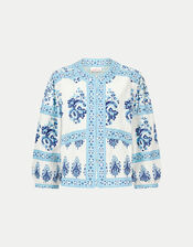 East Rita Floral Print Jacket, Blue (BLUE), large