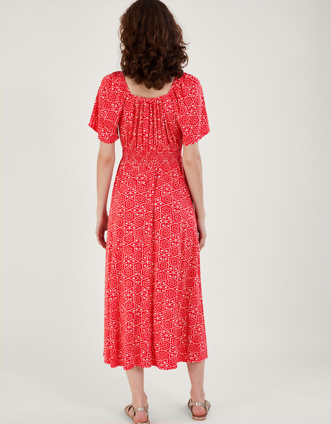 Sainy Geometric Print Dress, Red (RED), large