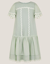 Antonia Drop Waist Flower Dress, Green (SAGE), large