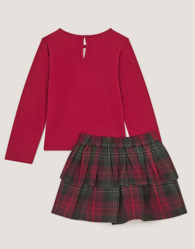 Christmas Tree Top & Tartan Skort Set, Red (RED), large