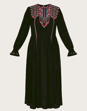 Neon Embroidered Maxi Dress, Black (BLACK), large