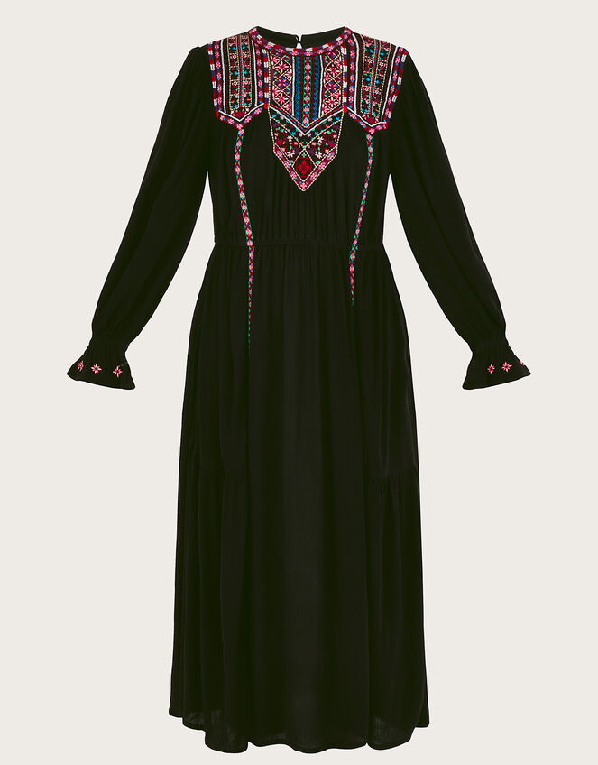 Neon Embroidered Maxi Dress, Black (BLACK), large