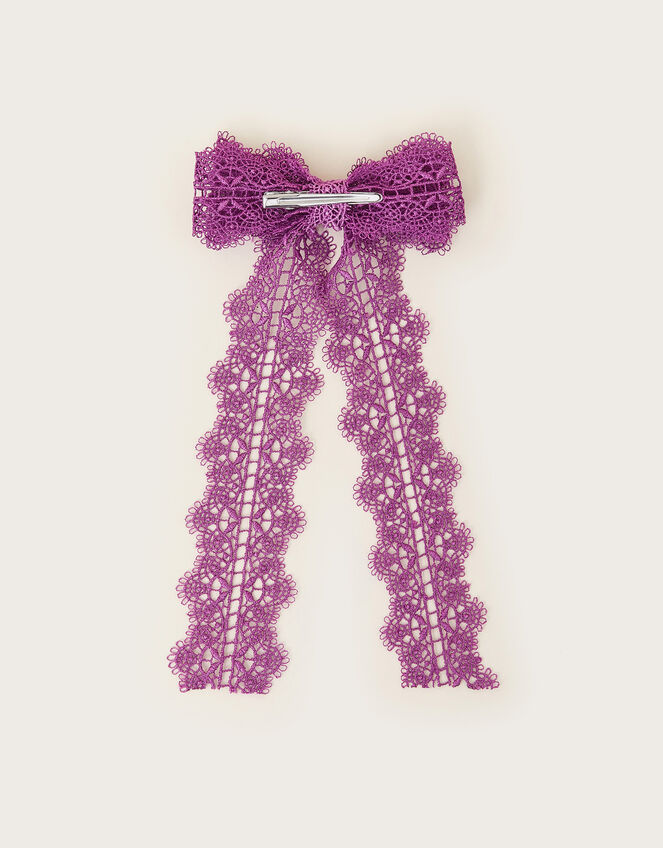 Long Lacy Bow Hair Clip, , large