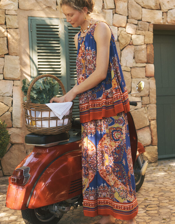 Padma Printed Palazzo Trousers, Blue (COBALT), large