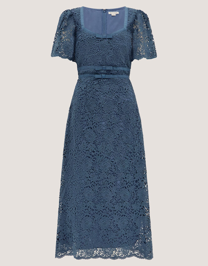 Regina Short Sleeve Lace Midi Dress Blue