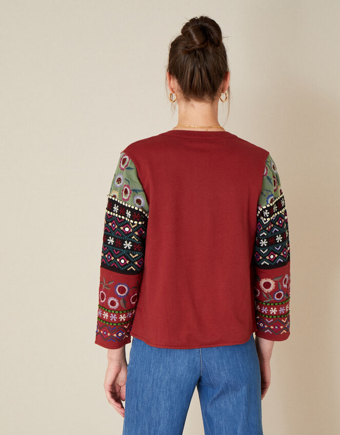 Embroidered Patchwork Jacket, Red (RED), large