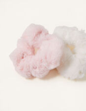 Pearly Fluffy Scrunchie Set, , large