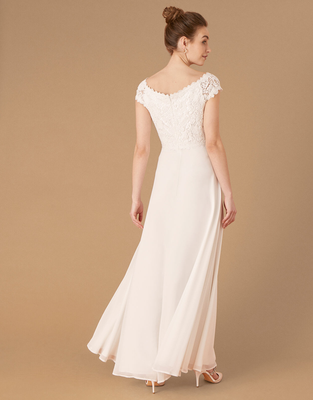 Sloane Lace Bodice Bardot Bridal Dress Ivory Wedding Dresses