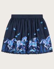 Horse Print Skirt, Blue (NAVY), large