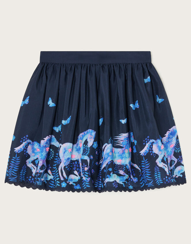 Horse Print Skirt, Blue (NAVY), large