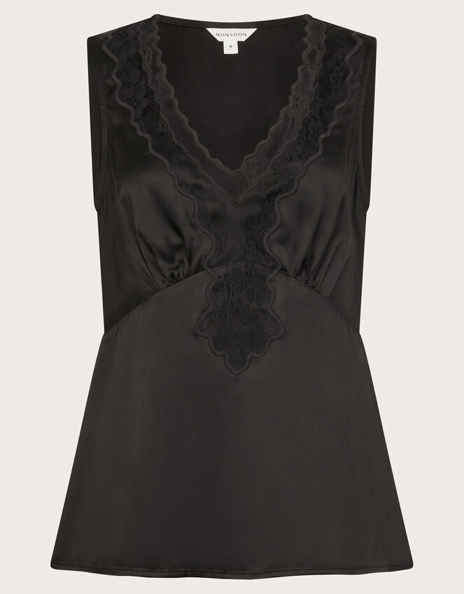 Carly Satin Lace Cami Top Black | Vests, Camisoles And Sleeveless Tops ...