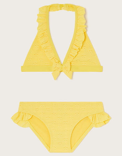 Broderie Triangle Bikini Set, Yellow (YELLOW), large