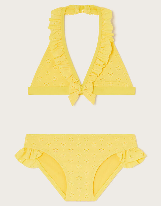 Broderie Triangle Bikini Set, Yellow (YELLOW), large