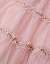 Floral Embroidered Tulle Skirt, Pink (PINK), large