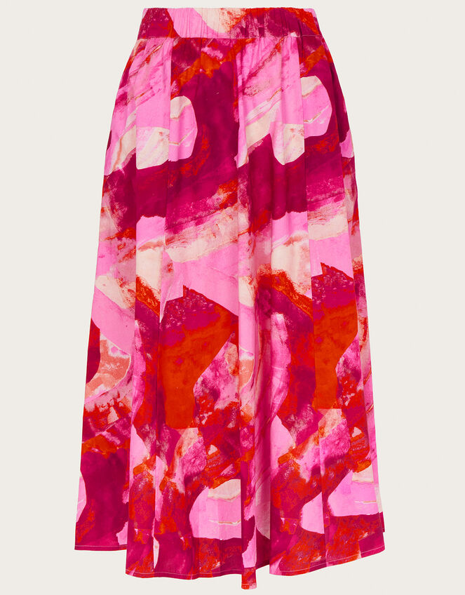 Khari Abstract Print Midi Skirt , Pink (PINK), large