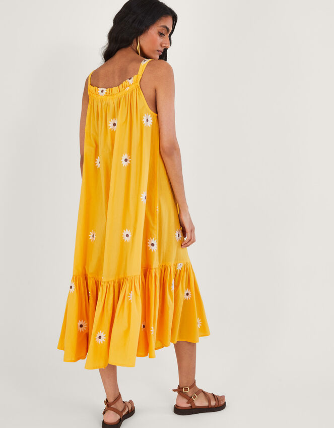 Sunflower Embroidered Halter Midi Dress, Yellow (YELLOW), large