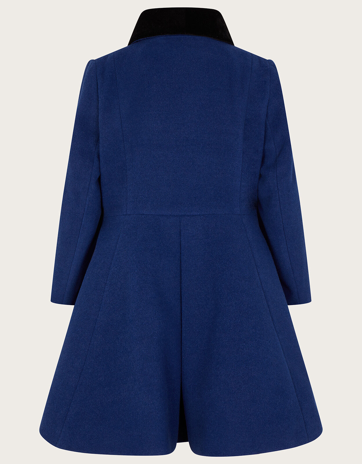 Velvet Trim Skirted Military Coat Blue