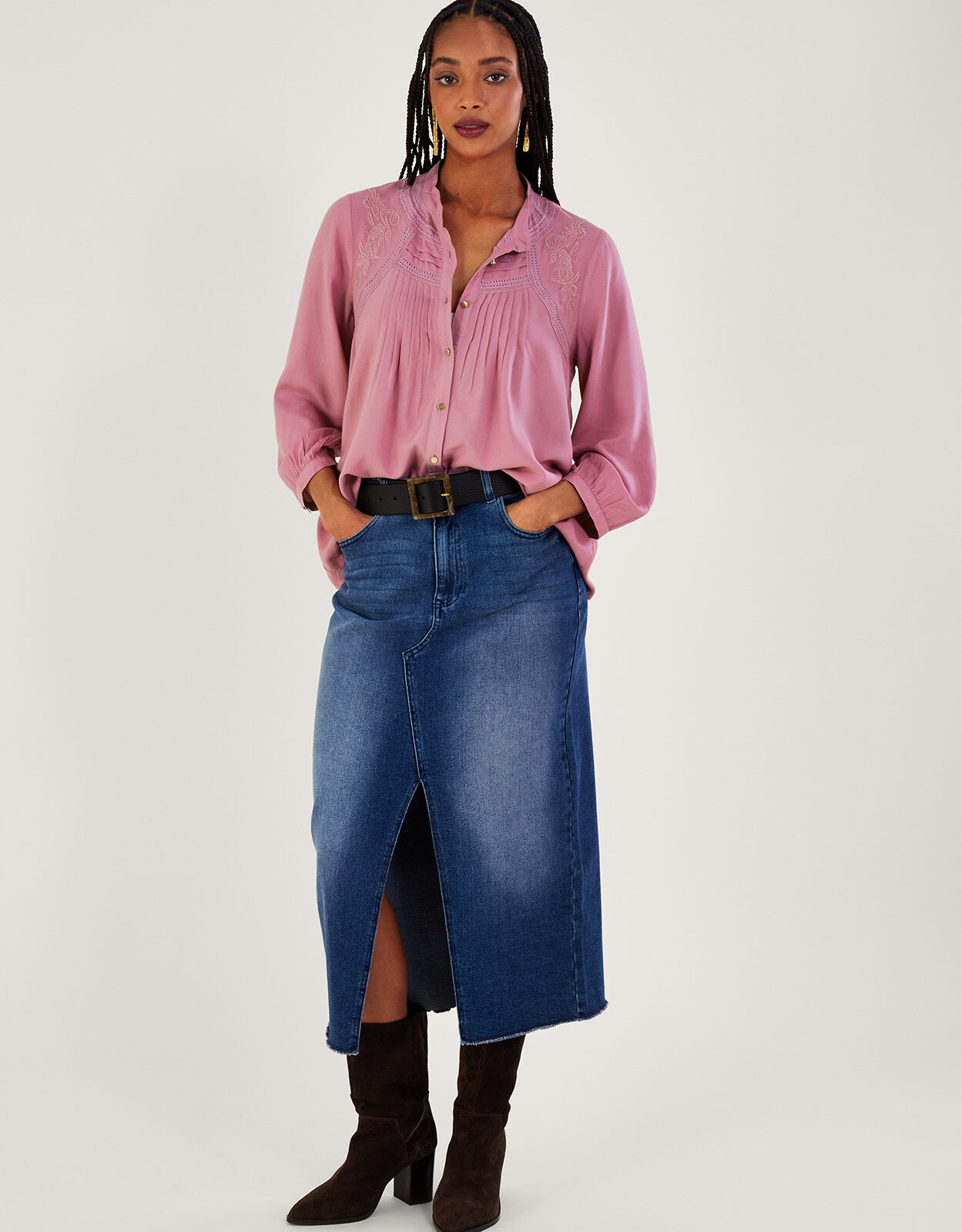 Long Sleeve Embroidered Lace Blouse Purple | Tops & T-shirts