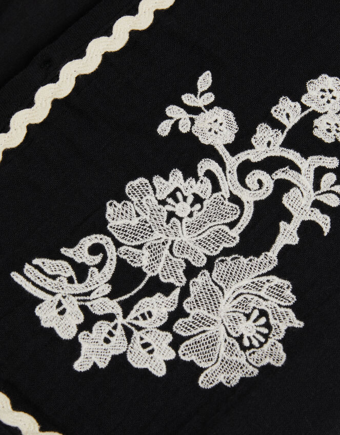 Floral Embroidered Waistcoat, Black (BLACK), large
