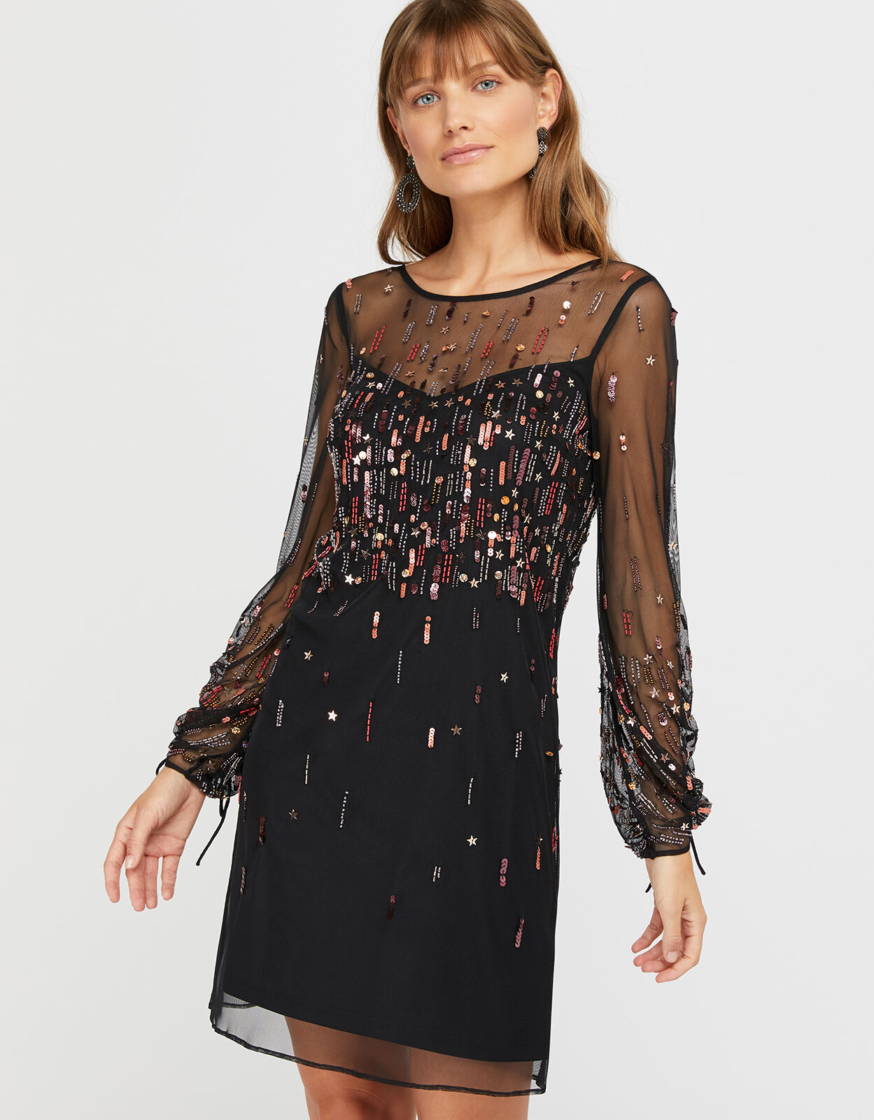 Stephanie Star Embellished Short Dress Black
