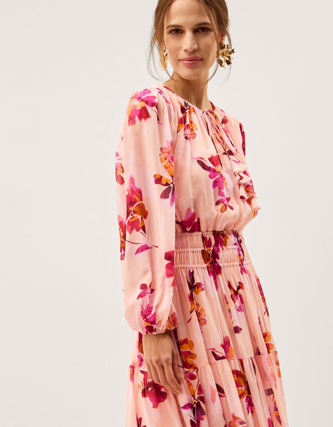 Mabel Long Sleeve Floral Maxi Dress Pink